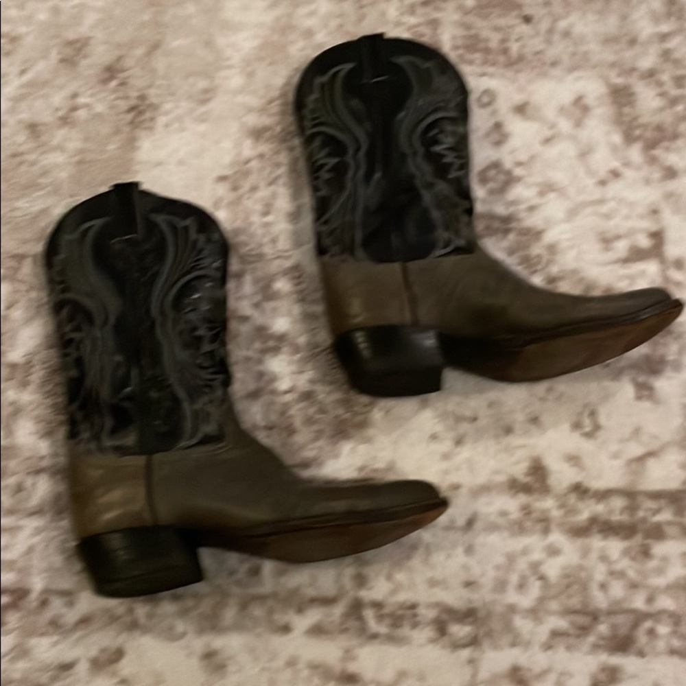 Tony Lama Western Rodeo Cowboy Boots Size 8 Gray Black Label